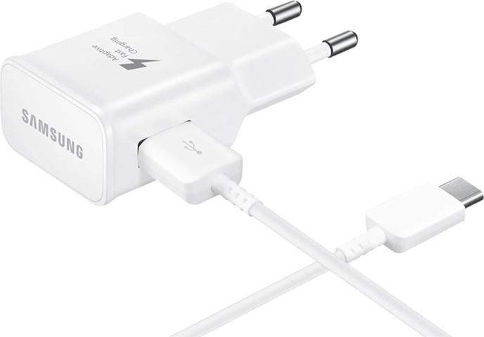 מטען מקורי מהיר 15W+כבל יציאה USB-C של סמסונג לבן USB-C Cable 15W for Samsung
