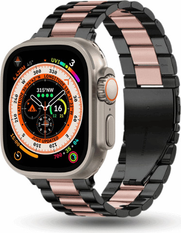 רצועה לאפל ווטש 42/44/45/49mm ברזל חוליות Black Pink