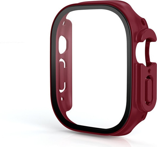 כיסוי מגן לאפל ווטש אולטרה היקפי + זכוכית 49mm Wine Red