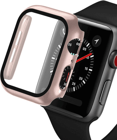 כיסוי זכוכית היקפי מלא 44mm לאפל ווטש Rose Pink