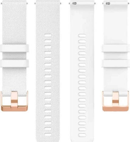 רצועת סיליקון לבן עם אבזם Quick Release 18mm Rose Gold