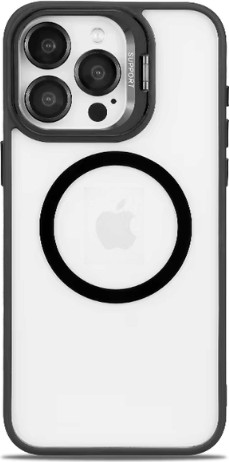כיסוי סיליקון קשיח לאייפון iPhone 16 מעמד מצלמה ומגן לעדשות שחור