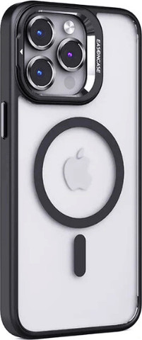 כיסוי סיליקון קשיח לאייפון iPhone 16 מעמד מצלמה ומגן לעדשות שחור