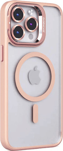 כיסוי סיליקון קשיח לאייפון iPhone 16 Pro Max מעמד מצלמה ומגן לעדשות ורוד