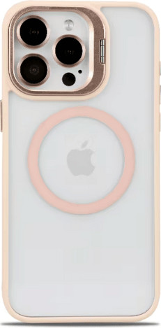 כיסוי סיליקון קשיח לאייפון iPhone 16 Pro Max מעמד מצלמה ומגן לעדשות ורוד