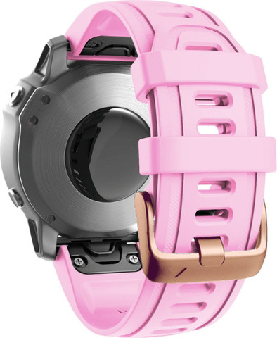 רצועת סיליקון לשעוני גרמין QUICKFIT 20MM Pink אבזם Rose Gold