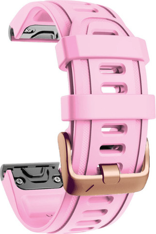 רצועת סיליקון לשעוני גרמין QUICKFIT 20MM Pink אבזם Rose Gold