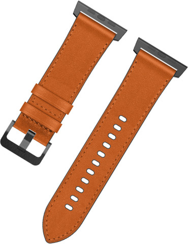 רצועה לאפל ווטש 44/45/46/49mm עור רחבה 26mm אבזם שחור צבע חום בהיר