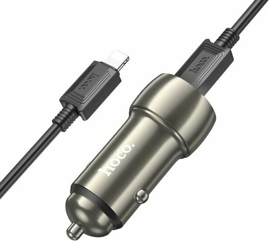 ראש מטען רכב כפול 38W חיבור PD Type-C וחיבור USB A עם כבל לאייפון Hoco Z46A