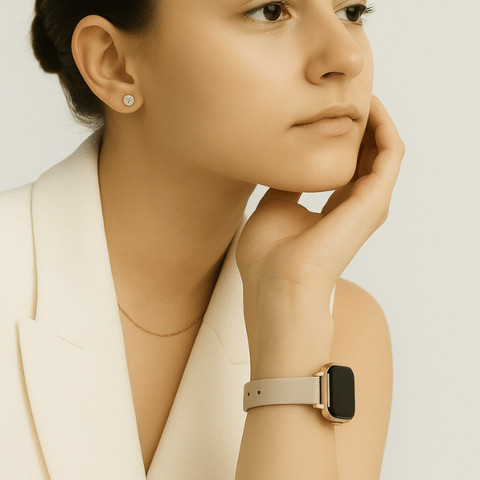רצועת סיליקון SlimTouch לאפל ווטש 40/41/42mm Grey Sand עם אבזם Rose Gold
