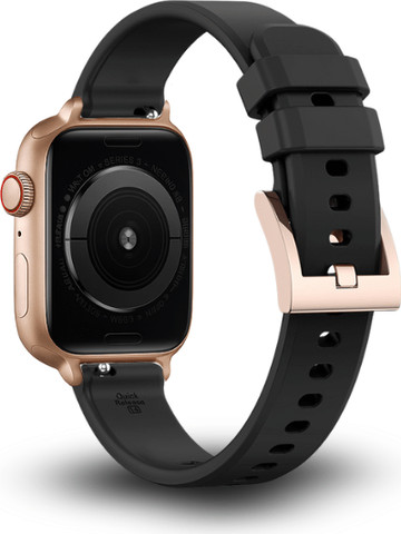 רצועת סיליקון SlimTouch לאפל ווטש 40/41/42mm Black עם אבזם Rose Gold