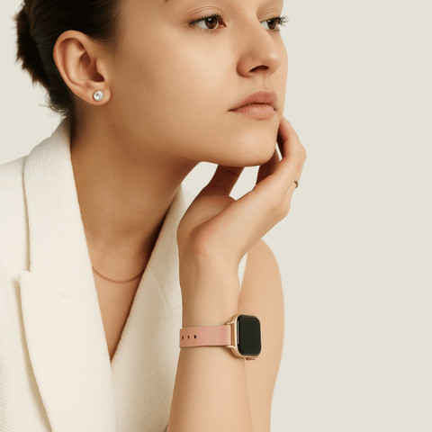 רצועת סיליקון SlimTouch לאפל ווטש 40/41/42mm ורוד עם אבזם Rose Gold