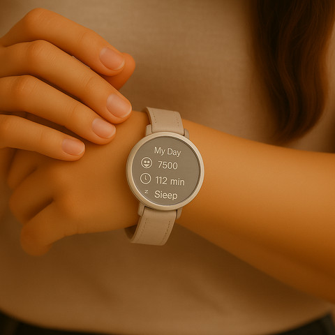 רצועת עור לשעון Garmin Lily 2 צבע Beige אבזם כסוף