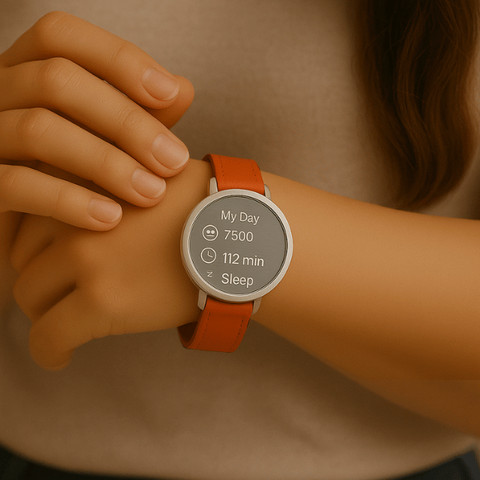 רצועת עור לשעון Garmin Lily 2 צבע Orange אבזם כסוף