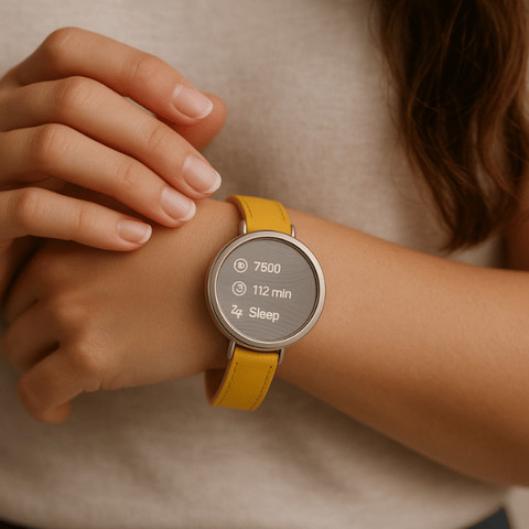 רצועת עור לשעון Garmin Lily 2 צבע Yellow אבזם כסוף