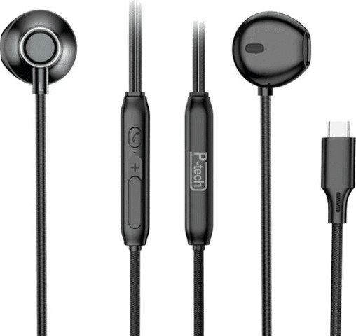 אוזניות סטריאו עם מיקרופון ובקר שליטה Power-Tech P-T C1 שחור