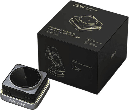 מעמד טעינה 15W אלחוטי 3 ב-1 עם תמיכה ב-MagSafe מבית Cable Time