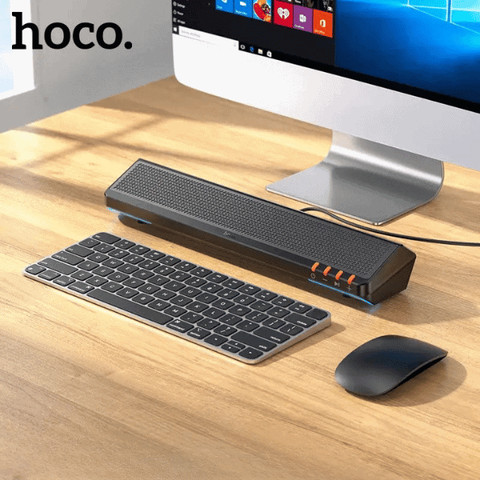 רמקול סאונדבר למחשב HOCO BS66 חיבור USB-C + Bluetooth עיצוב פרימיום וסאונד איכותי שחור