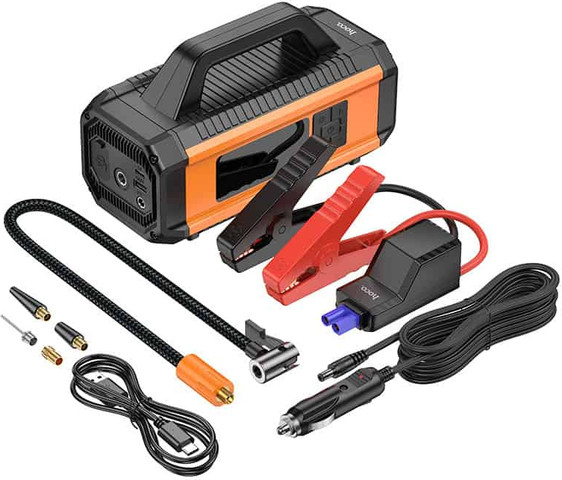 משאבת אוויר עם בוסטר התנעה סוללת גיבוי 10000mAh ושני פנסים Hoco QS4
