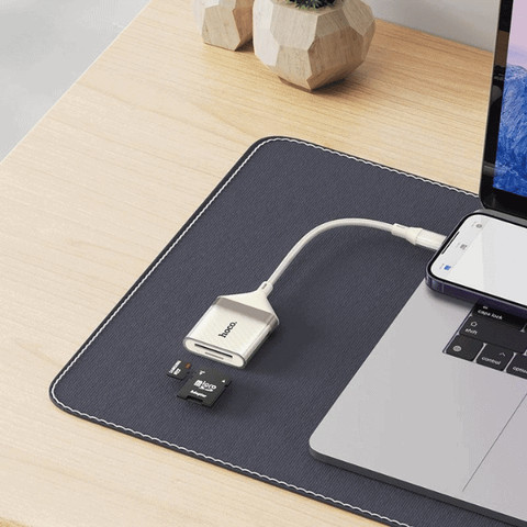 קורא כרטיסי זיכרון OTG חיבור Lightning אייפון ל־SD ו־TF תומך עד 2TB דגם Hoco UA40