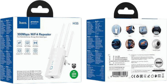 מגדיל טווח עוצמתי עם 4 אנטנות 300Mbps דגם hoco HI35