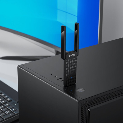 מתאם רשת אלחוטי USB במהירות 600Mbps עם תמיכה ב-Wi-Fi 6 דגם Hoco HI34
