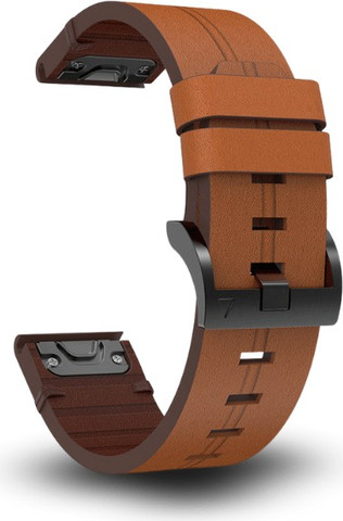 רצועת עור אמיתי עם תפר Quickfit 22MM לשעוני גרמין Brown