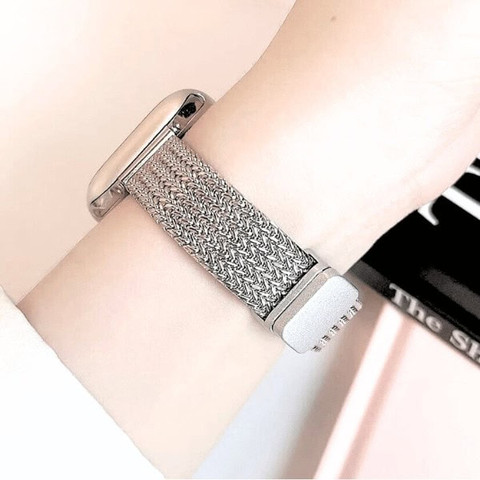 רצועה לאפל ווטש 40/41/42mm ברזל צרה Mesh SlimTouch סגירה מגנטי כסוף