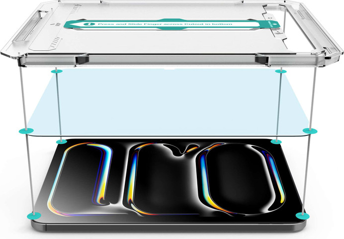 מגן מסך לאייפד זכוכית Apple iPad Pro 11 Inch M4 2024 עם מתקן הדבקה ישרה