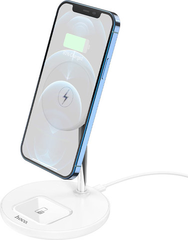 מטען אלחוטי שולחני MagSafe לטלפונים ואוזניות Hoco S23 Volant לבן