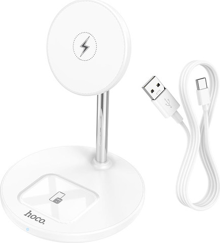 מטען אלחוטי שולחני MagSafe לטלפונים ואוזניות Hoco S23 Volant לבן