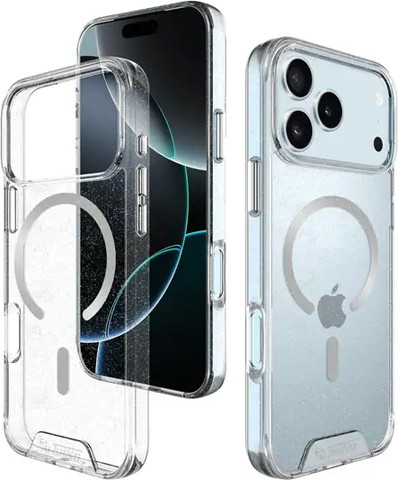 כיסוי לאייפון iPhone 17 Pro Max שקוף נצנצים קשיח Toiko Chiron MagSafe