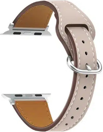 רצועת עור לשעון אפל צרה אבזם עגול 38/40/41mm בצבע Starlight