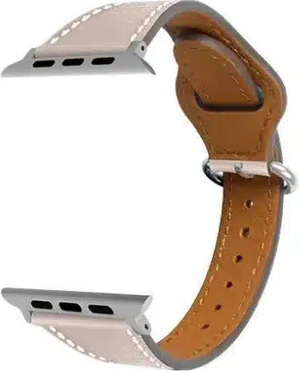 רצועת עור לשעון אפל צרה אבזם עגול 38/40/41mm בצבע Starlight
