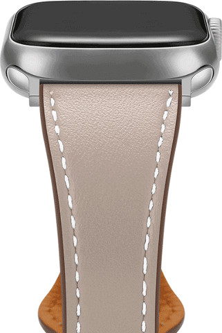 רצועת עור לשעון אפל צרה אבזם עגול 38/40/41mm בצבע Starlight