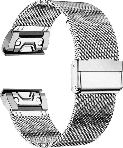 רצועת ברזל Milanese 26mm QuickFit עם אבזם לשעוני גרמין Silver