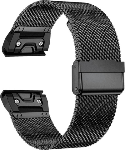 רצועת ברזל Milanese 26mm QuickFit עם אבזם לשעוני גרמין Black