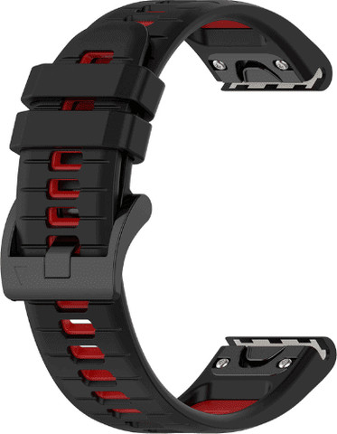 רצועת סיליקון שני צבעים QuickFit 22mm לשעוני גרמין שחור אדום