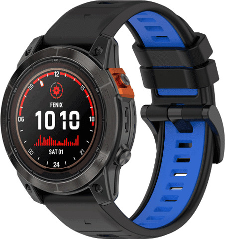 רצועת סיליקון שני צבעים QuickFit 22mm לשעוני גרמין שחור כחול