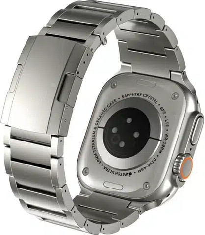 רצועה לאפל ווטש Titanium alloy סגנון Turtle Shell כסוף 44/45/46/49mm