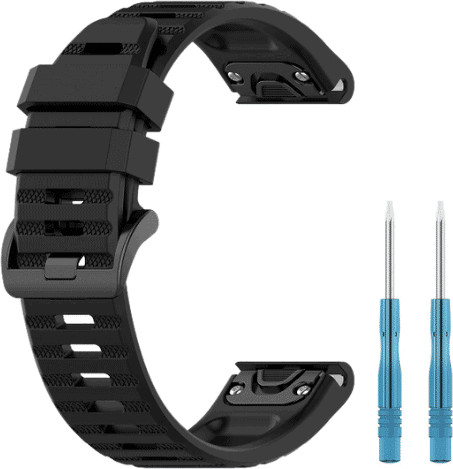 רצועת סיליקון לשעוני גרמין פניקס שחור QUICKFIT 22MM
