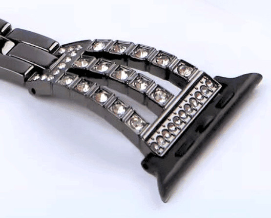 רצועה צמיד אבנים נוצצות לאפל ווטש 40/41/42mm שחור