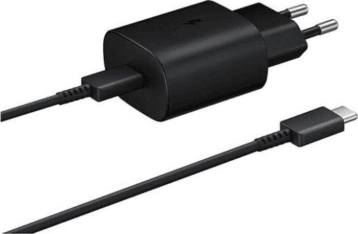 מטען מקורי מהיר 25W+כבל יציאה USB-C של סמסונג שחור USB-C Cable 25W Samsung