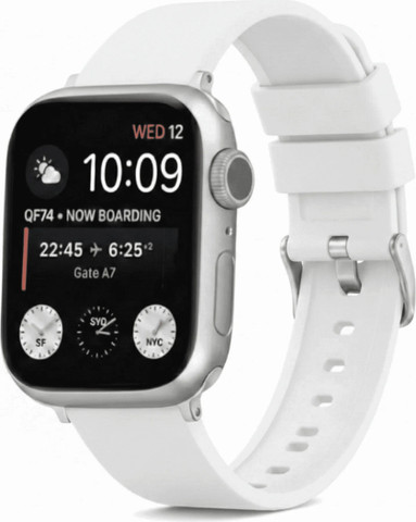 רצועת גומי 44/45/46/49mm מסוג Hypoallergenic FKM Classic אבזם כסוף White
