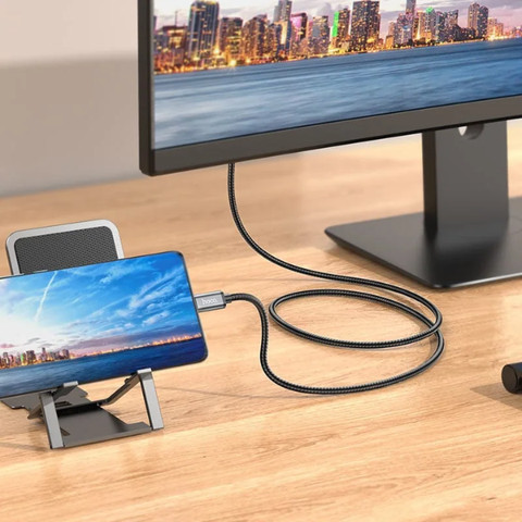 כבל Type-C ל-HDMI באורך 2 מטר 4K קלוע ואיכותי HOCO UA16