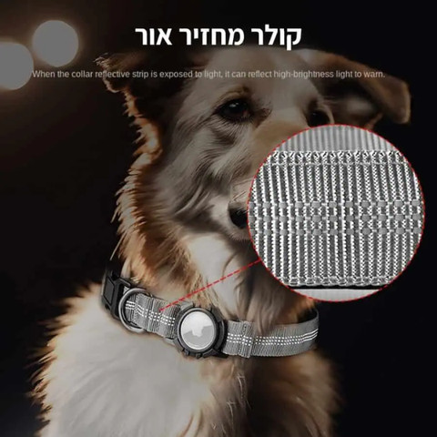קולר פרימיום חכם לכלב PT01 עם תא מובנה ל-AirTag עמיד במים אורך M