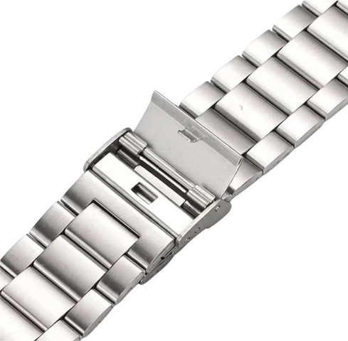 רצועה אוניברסלית 24mm עם אבזם לחץ Three Bead כסוף דגם WS02