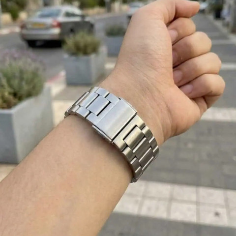 רצועה אוניברסלית 24mm עם אבזם לחץ Three Bead כסוף דגם WS02
