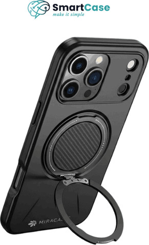כיסוי מגנטי פלסטיק ל iPhone 17 Pro Max עם מעמד בצבע שחור דגם MIRAMAG