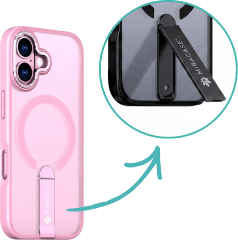כיסוי MagSafe ורוד עם מעמד iPhone 17 MIRASTAND Miracase